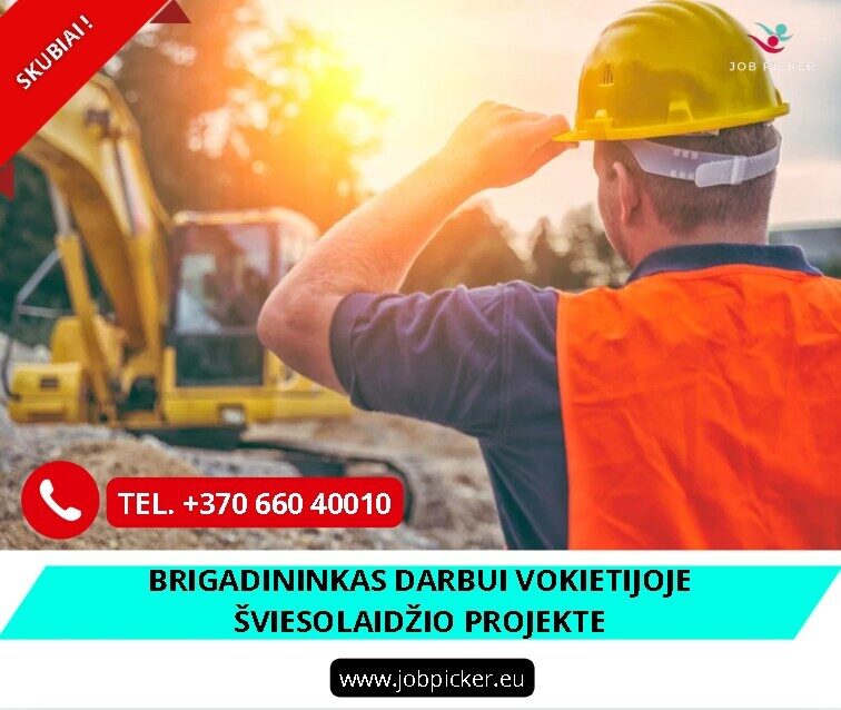 Brigadininkas šviesolaidžio projekte darbas Vokietijoje