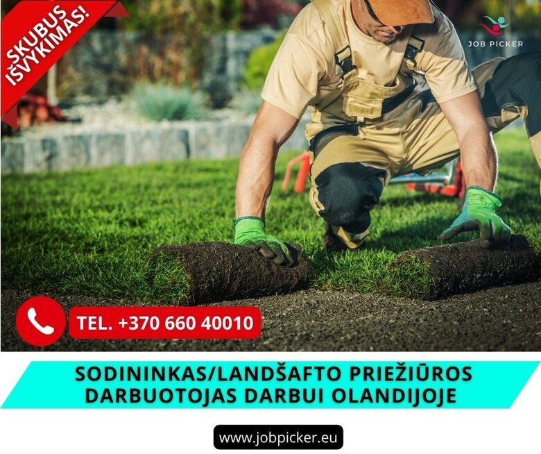Sodininkas landšafto priežiūros darbuotojas