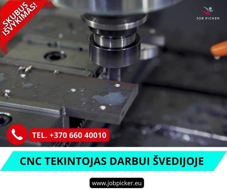CNC staklių operatorius darbas Švedijoje