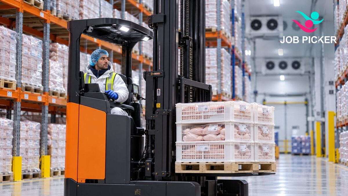 Krautuvo / reachtruck vairuotojas vištienos skerdykloje – Zevenaar / Kleve