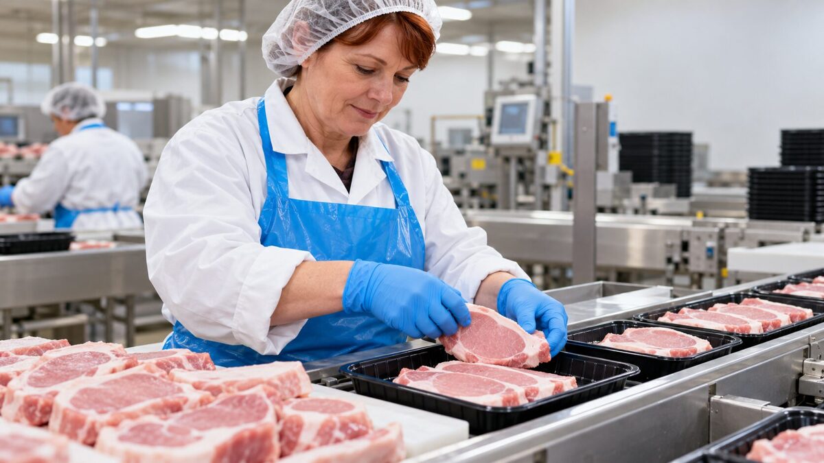 Kiaulienos pakavimo darbuotojas skerdykloje – Zevenaar / Kleve