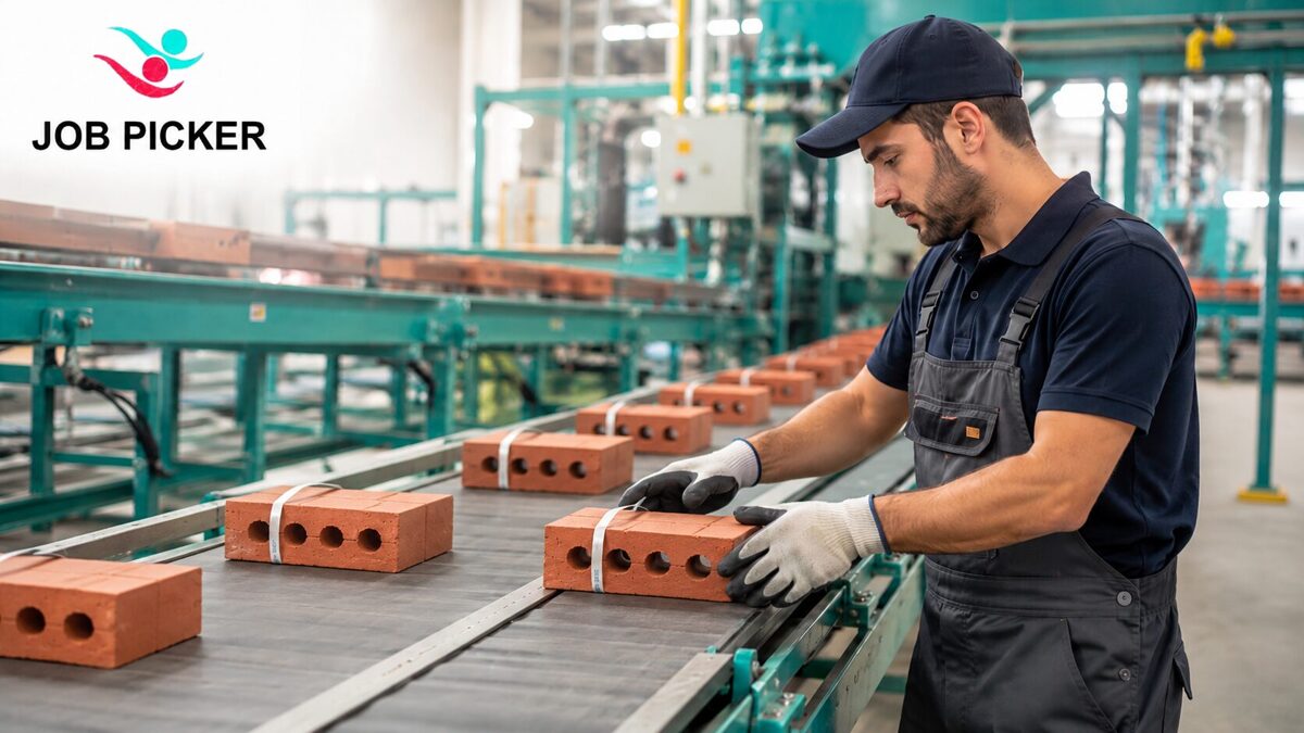 Gamybos darbuotojas plytų fabrike